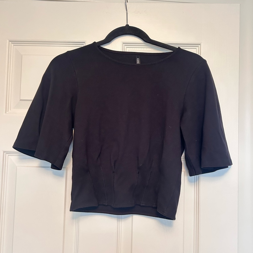 Karen Millen Black Short Sleeve Crop Top